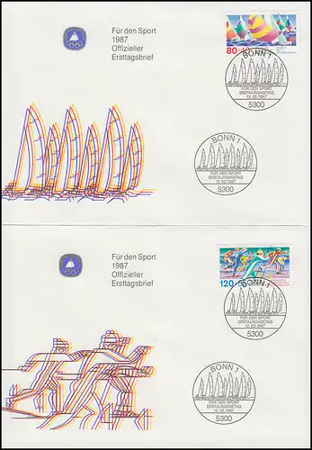 1310-1311 Segelregatta und Skilanglauf 1987: Sporthilfe-FDC ESSt Bonn 12.2.87