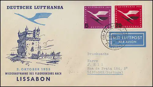 Eröffnungsflug Lufthansa Lissabon, Frankfurt /Main 2.101955 / Lisboa 3.10.55