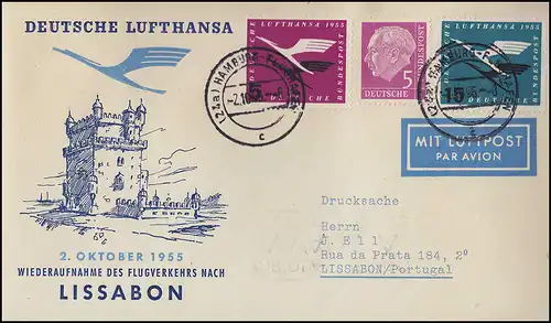 Eröffnungsflug Lufthansa Lissabon, Hamburg 2.10.1955 / Lisboa 3.10.55