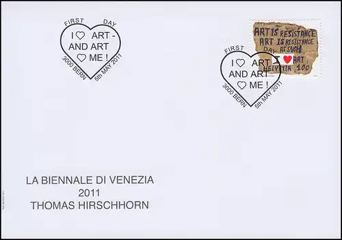 Schweiz 2203 Kunstbiennale Venedig 2011, amtlicher Schmuck-FDC ESSt Bern 5.5.11