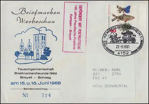 Befördert mit Postkutsche 145 Jahre Preußische Postlinie Kempen-Breyell 1981