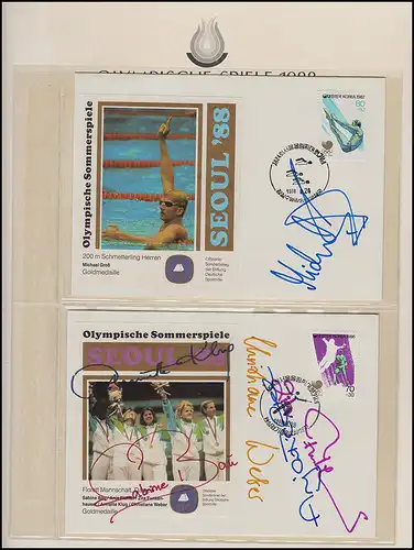 Olympische Spiele 1988 Seoul - Südkorea 2 Briefe Goldmedaillen + Autogramme 