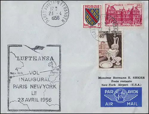 Eröffnungsflug Lufthansa Paris - New York, Paris 23.4.1956/ New York 24.4.1956