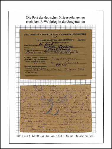 Kriegsgefangenenpost Karte Lager 454 Rjasan UdSSR nach Stralsund vom 5.8.1946