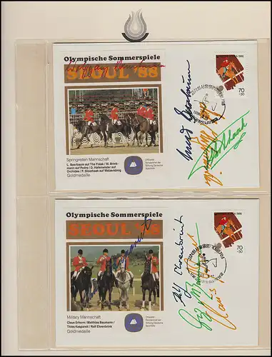 Olympische Spiele 1988 Seoul - Südkorea 2 Briefe Goldmedaillen + Autogramme 