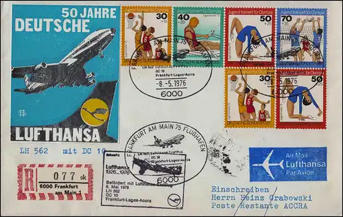 Lufthansa Premier vol R-Lettre DC 10 LH 562 Frankfurt Main / Accra 8.5. +10.5.1976