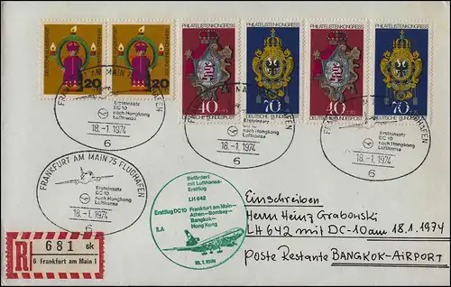 Lufthansa Premier vol R-Lettre DC 10 LH 642 Frankfurt Main 18.1.74/ Bangkok 20.1.74