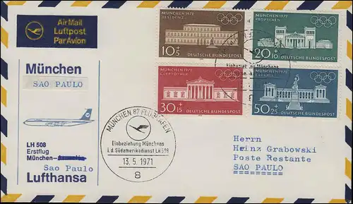 Premières liaisons aériennes Lufthansa LH 508 Munich/ Sao Paulo 13.5./14.5.1971