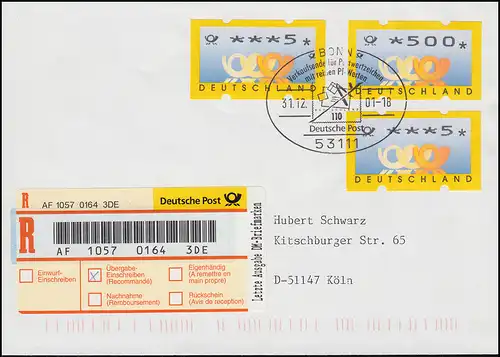 3.3. Niveaux de Sielaff 5 (progr. féd.) R-Lettre SSt Bonn 31.12.01 Spéciaux R