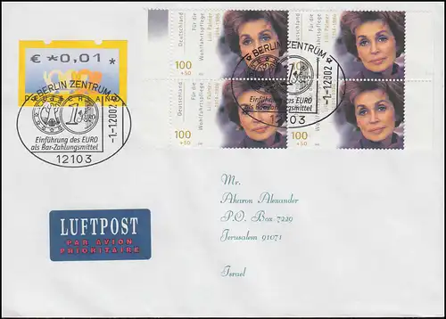 4.1 Posthorner Valeur résiduelle 1 centime en MiF avec 2143 sur Lp-FDC ESSt BERLIN 1.1.2002