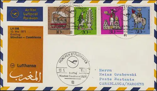 Aeroport Lufthansa Premier vol LH 508 Munich / Casablanca 13 + 14.5.1971