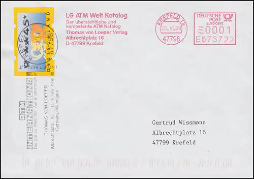 3.2 ATM 45 pfennig avec AFS 1 centime FDC concessionnaires-O KREFELD 22.10.99