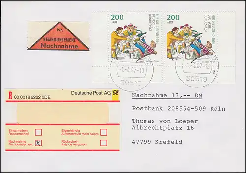 FDC 1.4.1997 pour le nouveau document d'entrée, HANNOVER