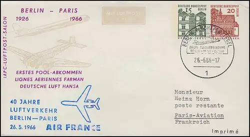 Berlin PU 35/2 40 ans Transport aérien Berlin-Paris, SSt. BERLIN 26.5.66