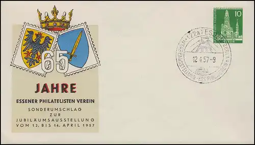 Berlin PU 15/7a 65 ans Esséniens Philatélistes-Verein, SSt ESSEN 12.4.1957