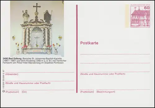 Bildpostkarte P 126e BuS 60 Pf Bad Driburg: Altar, Nummer r 13/200 **