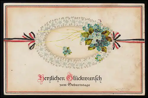 MBN 4776 Félicitations Bandes Anniversaire Couleurs Reich Feldpost HANNOVER 17.12.1915