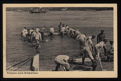 Photo AK Wehrmacht Série 43/ 98 Pionniers de la construction de ponts, KÖNIGSBERG 18.4.140