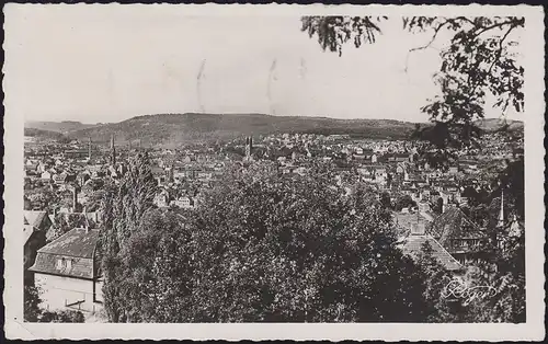 Carte de visite Sarrebruck - Vue partielle, MiF Saar 274+281, RETOURS SAAR 30.8.1952