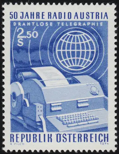 1437 50 ans Radio Austria, Telexer Weltsblol, 2.50 S, frais de port **