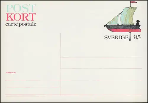 Schweden Postkarte P 100 Segelboot 95 Öre 1977, ** postfrisch