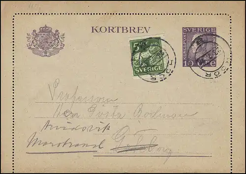 Kartenbrief K 26IW KORTBREV 10 Öre mit Zusatzfr., HÖÖR 23.7.1926, Karte mit Rand