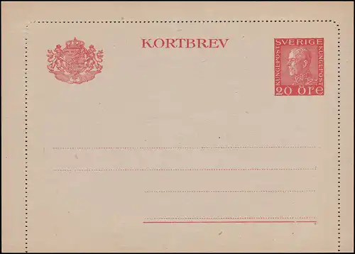 Schweden Kartenbrief K 29II V KORTBREV 20 Öre, gezähnt 11 1/2, ** postfrisch