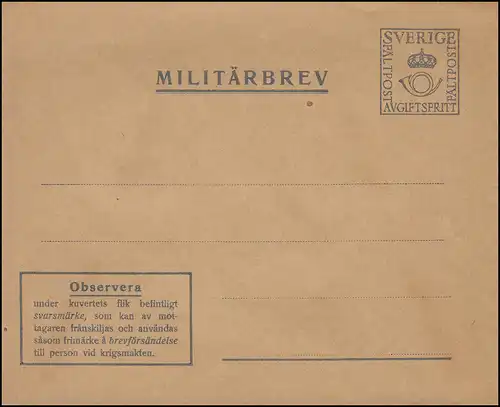 Militärpost MILITÄRBREV FÄLTPOST Zudruck Observera, ** postfrisch