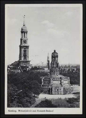 Allemagne Micholiskirche Bismarck Monument HAMBURG Feldpost 29.7.40