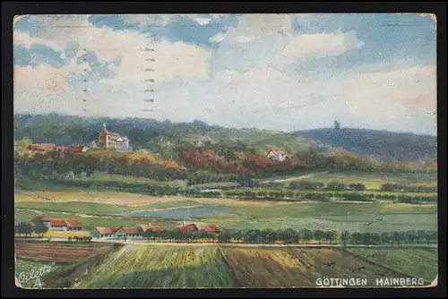 Künstler AK Hainberg Gemälde Serie Göttingen sign. Gilette A. HANNOVER 24.7.1917