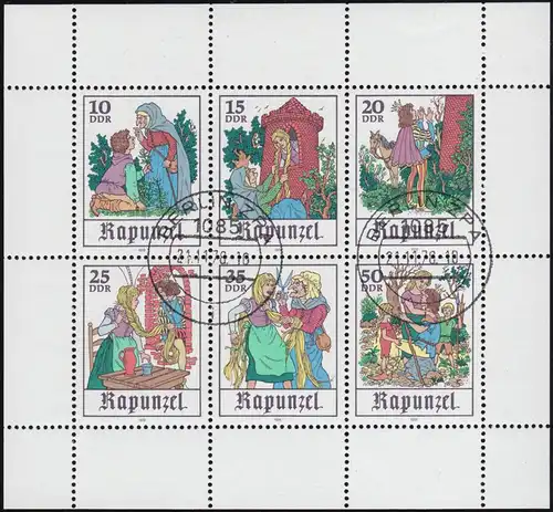 2382-2387 Märchen-Kleinbogen Rapunzel 1978, Berlin ZPA 21.11.78