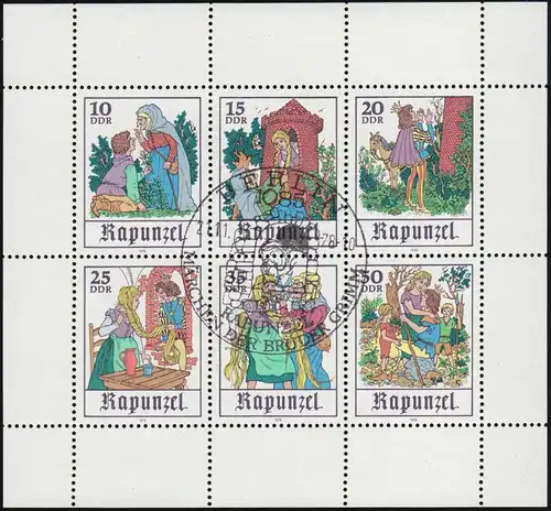 2382-2387 Märchen-Kleinbogen Rapunzel 1978, ESSt Berlin