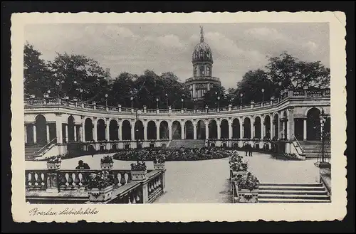 Foto AK Europa, BRESLAU Liebichshöhe mit Kolonial Denkmal, Feldpost 6.2.1940