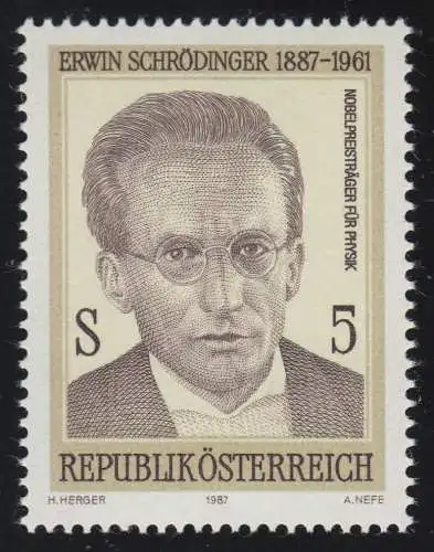 1892 100e anniversaire, Erwin Schrödinger, physicien / Prix Nobel 1933, 5 S **