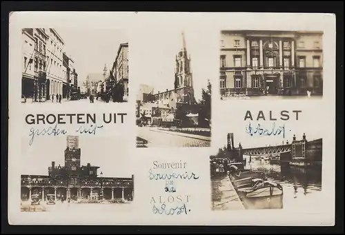 Belgien Foto Groeten uit AALST Souvenir Stadt Ansicht Hafen nach LEUVEN 3.10.38