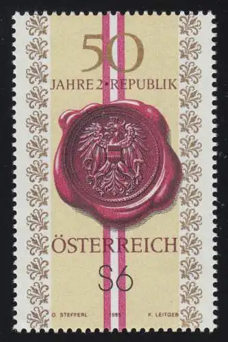 2152 50 ans Deuxième République, Siegel & Bundesarppen, 6 S, frais de port **