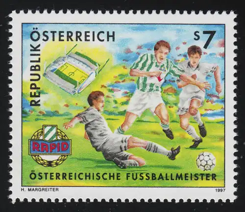 2217 Champion autrichien de football SK Rapid Wien, scène de jeu & emblème, 7 S **