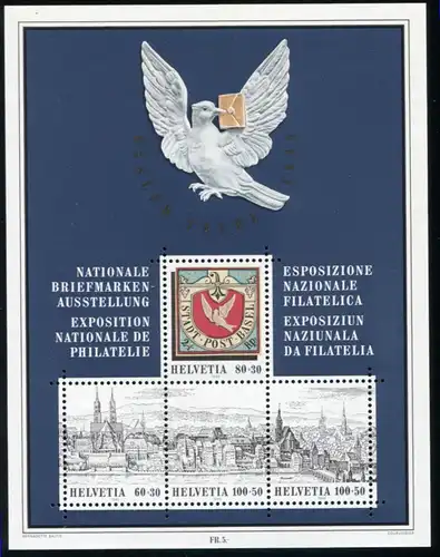 Schweiz Block 27 Briefmarkenausstellung BASLER TAUBE Basel, postfrisch **