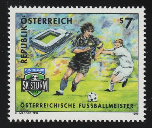 2278 Champion autrichien de football 98, SK Graz, scène de jeu 7 S, frais de port **