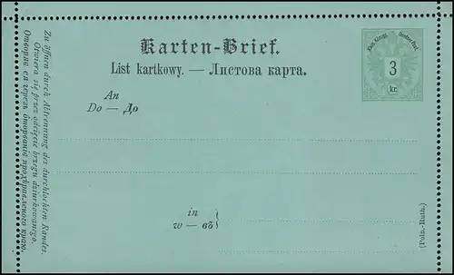 Österreich K 5a Doppeladler grün 3 Kreuzer grün: Polnisch-Ruthenisch, **