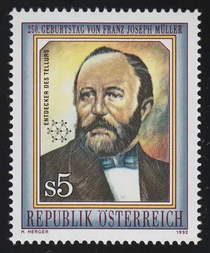 2055 Naturwissenschaftler Franz Joseph Müller von Reichenstein 5 S postfrisch**