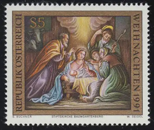 2046 Weihnachten, Geburt Christi, Fresko Stiftskirche Baumgartenberg, 5 S,**