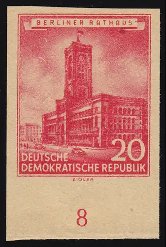 494 Bâtiments 20 Pf Hôtel de ville rouge: pression d'essai de machine (voir Spécial Michel)