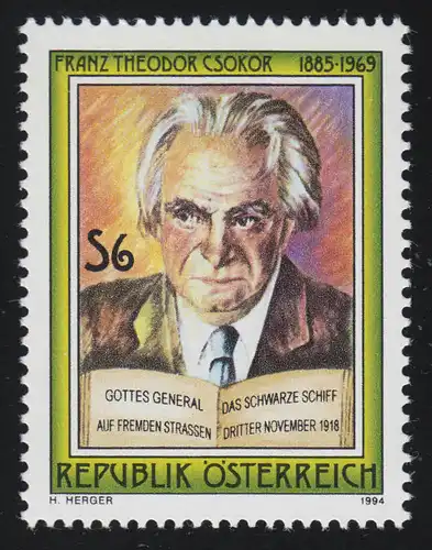 2136 25ème anniversaire de la mort de Franz Theodor Cskor, écrivain, 6 p., frais de port **