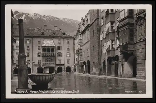 Photo AK Huber n° 5241 INNSBRUCK Centre-ville & Golden Dachl Feldpost 15.4.41