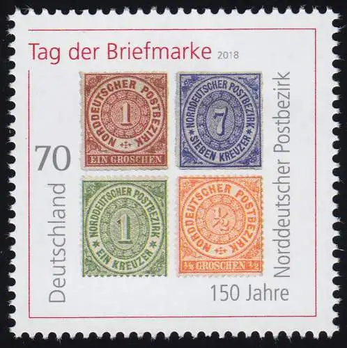 3412 Tag der Briefmarke - 150 Jahre Norddeutscher Postbezirk, **