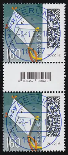 3647 Briefdrachen 160 Cent aus 200er, Paar mit Nr., CF, ohne Nr., ET-O VS Berlin