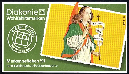 Diakonie/Weihnachten 1991 Engel der Verkündigung 60 Pf, 5x1578, postfrisch