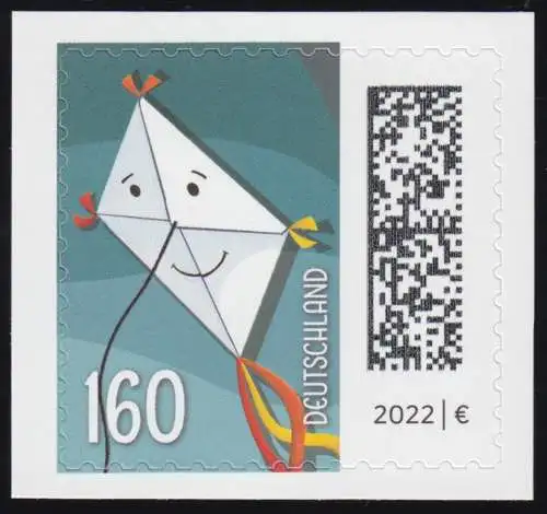 3654 Briefdrachen 160 Cent, selbstklebend auf neutraler Folie, **