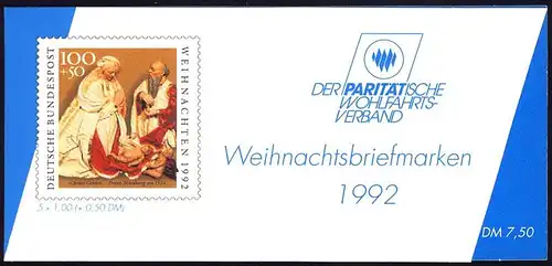 DPWV/Weihnachten 1992 100 Pf, 5x1640, postfrisch